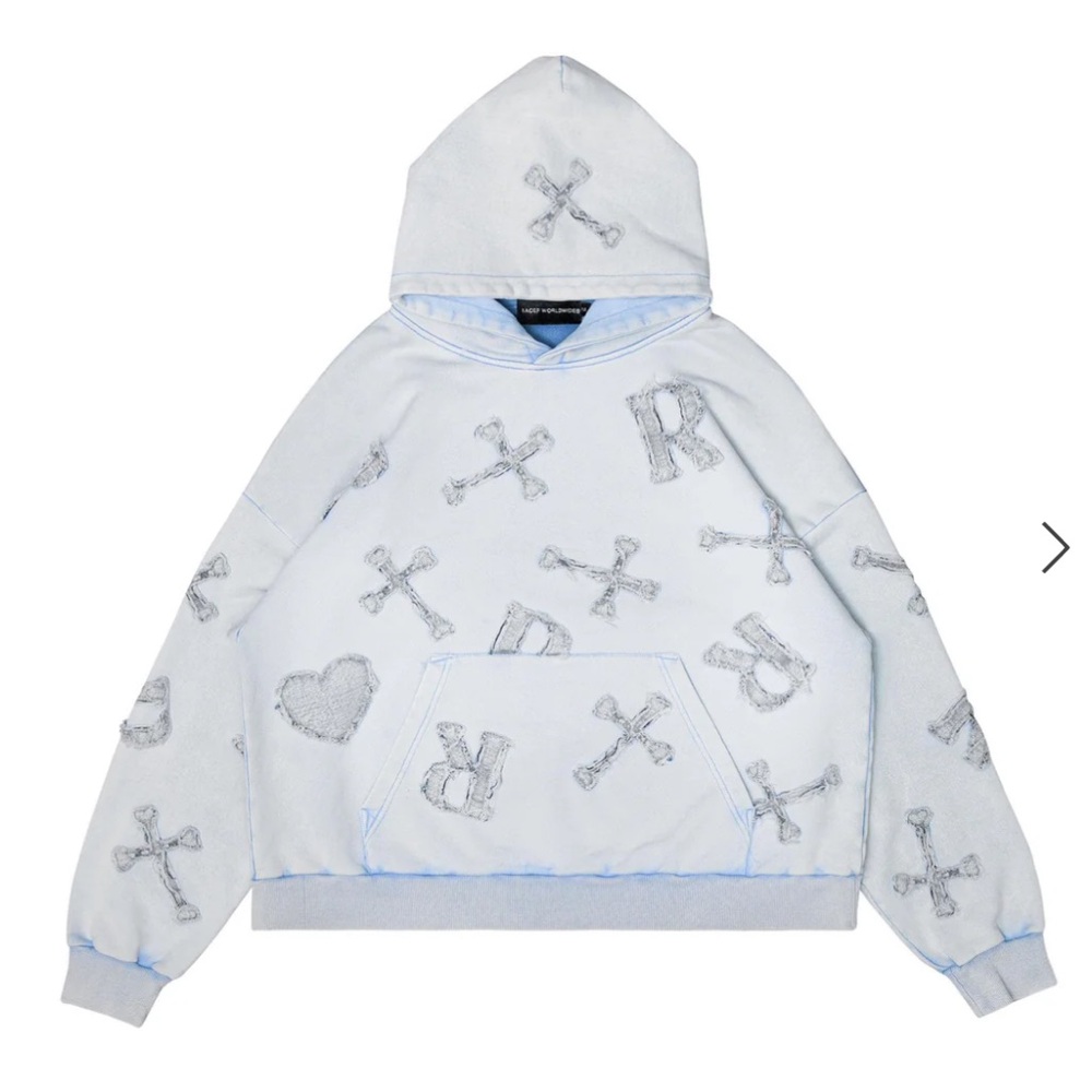 RACER WORDLWIDE WASHED ICE PATCH HOODIE SIZE M